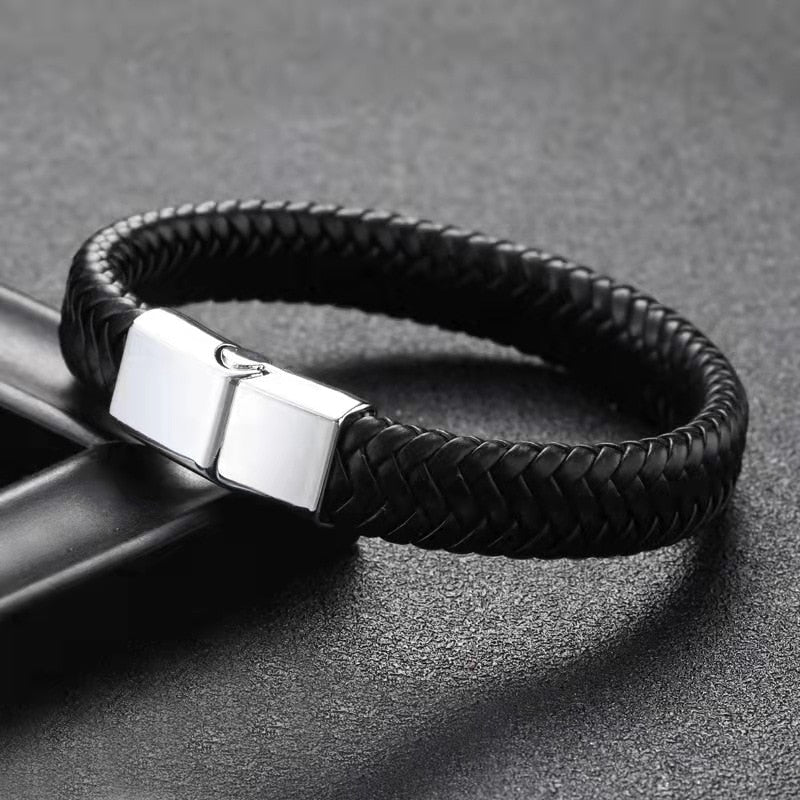 Microfiber Leather Bracelet 316L Stainless Steel